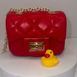 Red Quilted Chain Bag